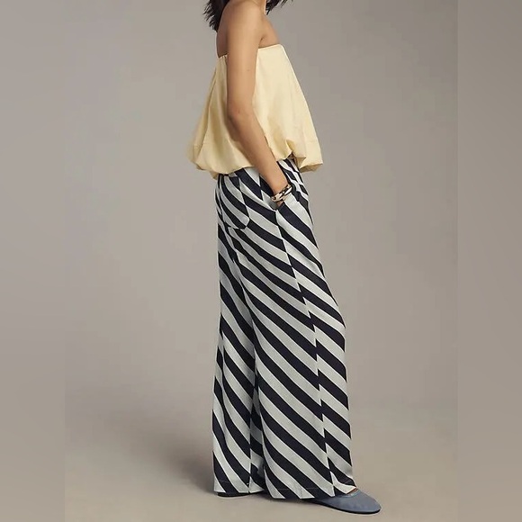 Anthropologie Maeve The Brooklin Printed Striped Wide-Leg Pull-On Pants - Picture 2 of 14